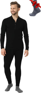 100% Merino Wool Base Layer Men Set - Thermal Underwear for Men Long Johns