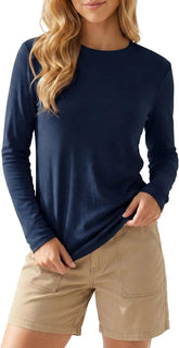 Merino Wool Shirt Women Lightweight Breathable Basic Tees Long Sleeve Sun Protection Shirts