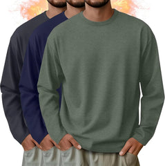 3 Pack Mens Long Sleeve Thermal Shirts Crew Neck Tops