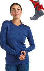 100% Merino Wool Base Layer Women - Long Sleeve Thermal Shirt with Socks