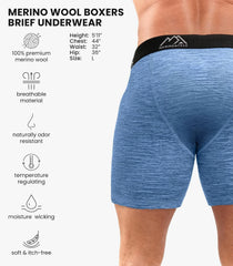 100% Merino Wool Underwear Mens - 1-2 Pack Boxer Briefs for Men 17.5um