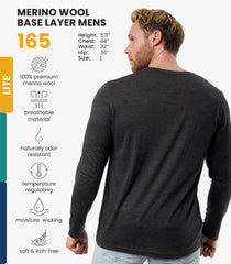 100% Merino Wool Base Layer Mens - Long Sleeve Thermal Shirts with Socks