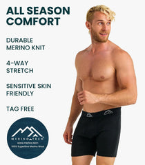 100% Merino Wool Underwear Mens - 1-2 Pack Boxer Briefs for Men 17.5um