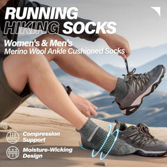 Anlisim Merino Wool Ankle Running Hiking Socks for Women and Men