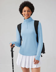 LOMON Women Long Sleeve Shirts Sun Protection 1/4 Zip Summer Quick Dry Hiking Shirts Quarter Zip Pullover for Women
