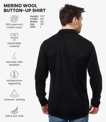 100% Merino Wool Button Up Shirt Men - Long & Short Sleeve Breathable
