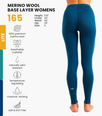 100% Merino Wool Base Layer Women Pants - Thermal Leggings Underwear