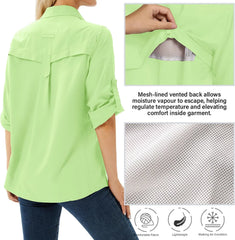 Women's UPF 50 Long Sleeve Sun Protection Safari Fish Hiking Shirts