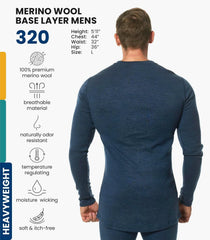 100% Merino Wool Base Layer Mens - Long Sleeve Thermal Shirts with Socks