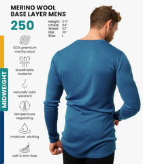 100% Merino Wool Base Layer Mens - Long Sleeve Thermal Shirts with Socks