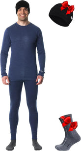 100% Merino Wool Base Layer Men Set - Thermal Underwear for Men Long Johns
