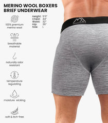 100% Merino Wool Underwear Mens - 1-2 Pack Boxer Briefs for Men 17.5um
