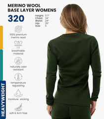 100% Merino Wool Base Layer Women - Long Sleeve Thermal Shirt with Socks