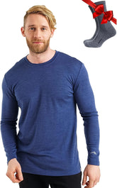 100% Merino Wool Base Layer Mens - Long Sleeve Thermal Shirts with Socks