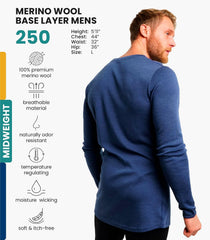 100% Merino Wool Base Layer Mens - Long Sleeve Thermal Shirts with Socks