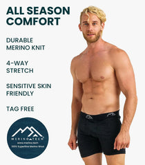 100% Merino Wool Underwear Mens - 1-2 Pack Boxer Briefs for Men 17.5um