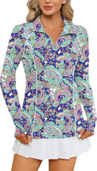 LOMON Women Long Sleeve Shirts Sun Protection 1/4 Zip Summer Quick Dry Hiking Shirts Quarter Zip Pullover for Women