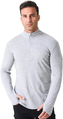 100% Merino Wool Base Layer for Men Long Sleeve Crew Neck Thermal Shirt