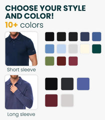 100% Merino Wool Polo Shirt Men - Short & Long Sleeve Shirt Base Later | Lightweight, Breathable Merino Wool, Naturally Anti-Odor, Moisture-Wicking, Ideal for Active, Travel, Everyday Wear, Layering