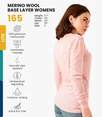 100% Merino Wool Base Layer Women - Long Sleeve Thermal Shirt with Socks