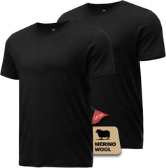 Merino Wool Shirt for Men Bamboo Viscose Moisture Wicking Undershirt Lightweight Crewneck Soft T-Shirt 2P