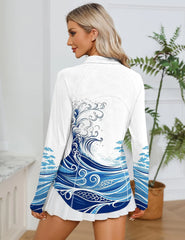 LOMON Women Long Sleeve Shirts Sun Protection 1/4 Zip Summer Quick Dry Hiking Shirts Quarter Zip Pullover for Women