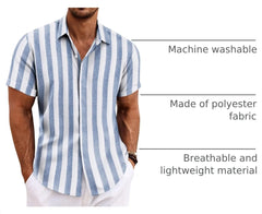 COOFANDY Men's Linen Shirts Short Sleeve Casual Shirts Button Down Shirt for Men Beach Summer Wedding Shirt