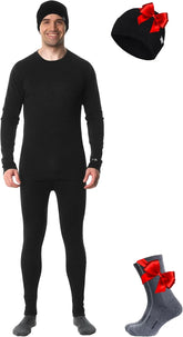 100% Merino Wool Base Layer Men Set - Thermal Underwear for Men Long Johns