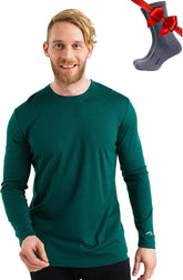 100% Merino Wool Base Layer Mens - Long Sleeve Thermal Shirts with Socks