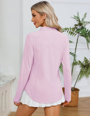 LOMON Women Long Sleeve Shirts Sun Protection 1/4 Zip Summer Quick Dry Hiking Shirts Quarter Zip Pullover for Women