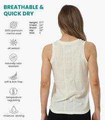 100% Merino Wool Tank Top Women - Active Sleeveless Undershirt Base Layer
