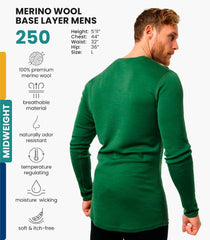 100% Merino Wool Base Layer Mens - Long Sleeve Thermal Shirts with Socks