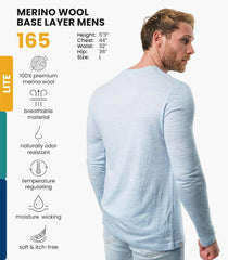 100% Merino Wool Base Layer Mens - Long Sleeve Thermal Shirts with Socks
