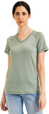 METARINO 100% Merino Wool T-Shirt Women V Neck Short Sleeve Base Layer Tee Shirt for Travel,Hiking,Sports