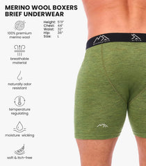 100% Merino Wool Underwear Mens - 1-2 Pack Boxer Briefs for Men 17.5um
