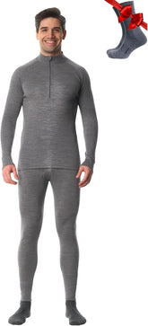 100% Merino Wool Base Layer Men Set - Thermal Underwear for Men Long Johns