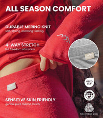 100% Merino Wool Base Layer Women Pants - Thermal Leggings Underwear