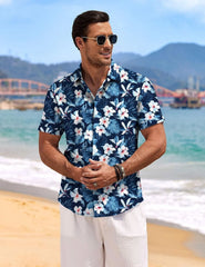 COOFANDY Men's Linen Shirts Short Sleeve Casual Shirts Button Down Shirt for Men Beach Summer Wedding Shirt