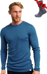 100% Merino Wool Base Layer Mens - Long Sleeve Thermal Shirts with Socks