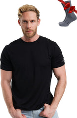 100% Merino Wool T-Shirt Men - Base Layer Top Undershirt with Hiking Socks