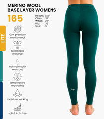 100% Merino Wool Base Layer Women Pants - Thermal Leggings Underwear