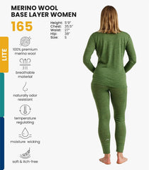100% Merino Wool Base Layer Women Set - Thermal Underwear Women Top, Bottom