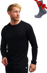 100% Merino Wool Base Layer Mens - Long Sleeve Thermal Shirts with Socks