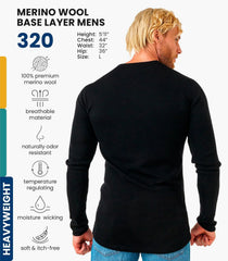 100% Merino Wool Base Layer Mens - Long Sleeve Thermal Shirts with Socks