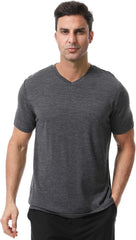 Merino Protect 100% Merino Wool V-Neck T Shirts for Men Odor Resistance Base Layer Hiking Travel T-Shirt Soft Undershirt