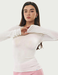 Women's Merino Wool Blend Shirts Long Sleeve Tops Crew Neck Fitted Basic Tee Cozy Embrace Collection