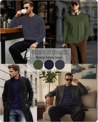 3 Pack Mens Long Sleeve Thermal Shirts Crew Neck Tops