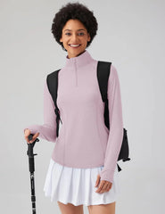 LOMON Women Long Sleeve Shirts Sun Protection 1/4 Zip Summer Quick Dry Hiking Shirts Quarter Zip Pullover for Women