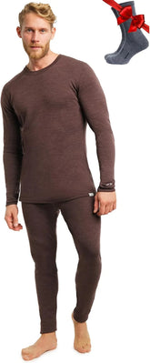 100% Merino Wool Base Layer Men Set - Thermal Underwear for Men Long Johns