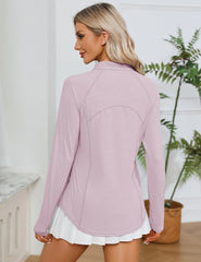 LOMON Women Long Sleeve Shirts Sun Protection 1/4 Zip Summer Quick Dry Hiking Shirts Quarter Zip Pullover for Women